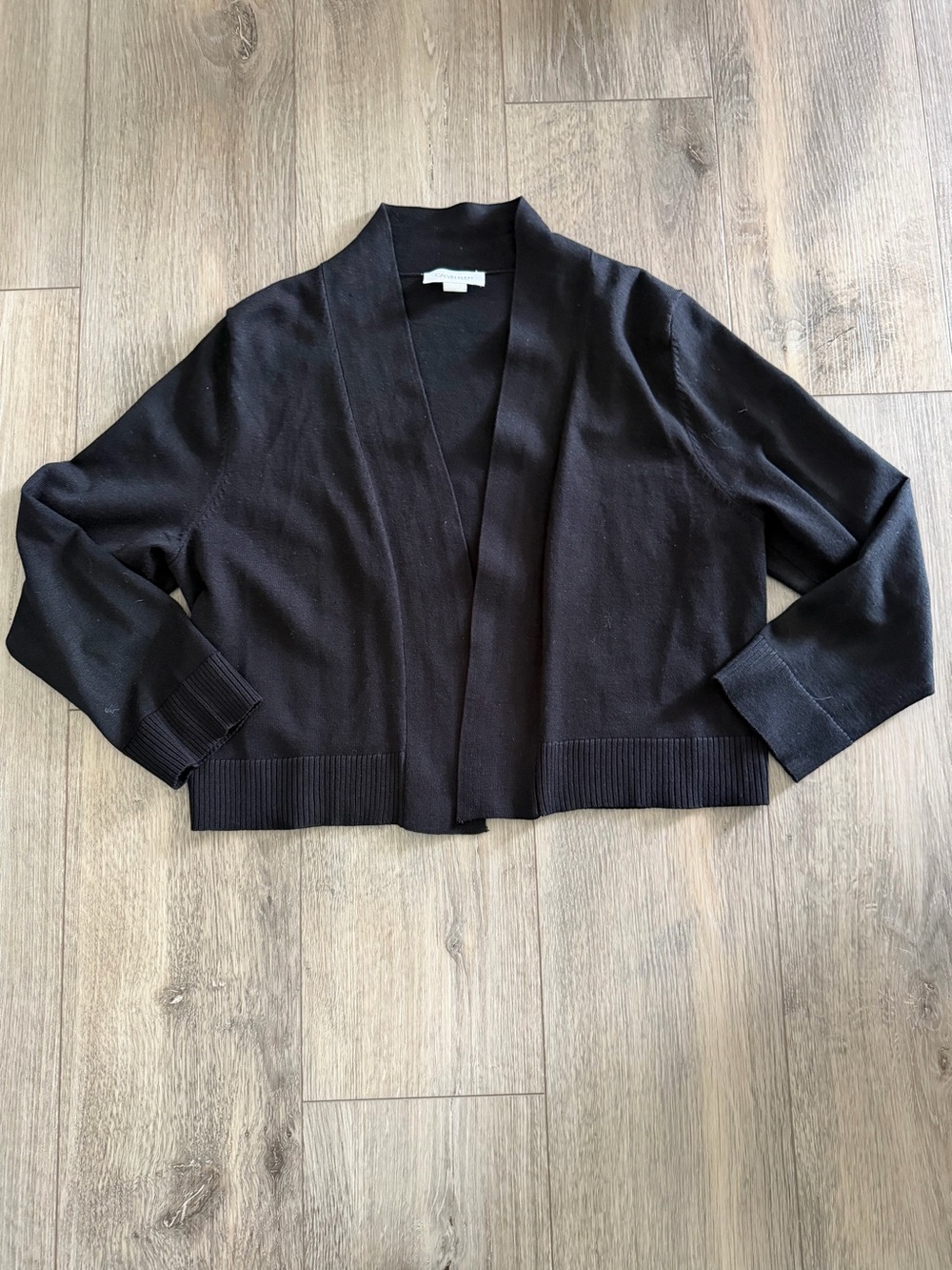 Calvin Klein Black Cropped Open-Front Cardigan